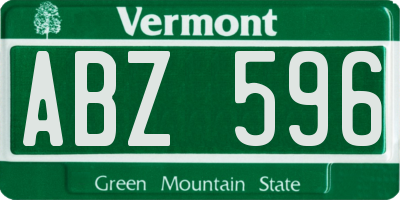 VT license plate ABZ596