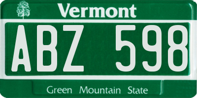 VT license plate ABZ598