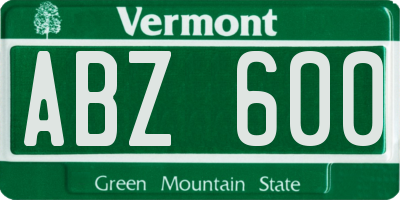 VT license plate ABZ600