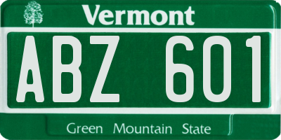 VT license plate ABZ601