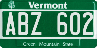 VT license plate ABZ602