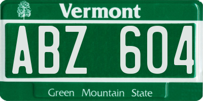 VT license plate ABZ604
