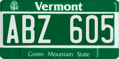 VT license plate ABZ605