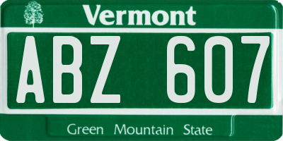 VT license plate ABZ607