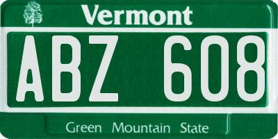 VT license plate ABZ608