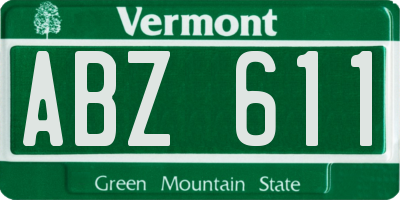 VT license plate ABZ611