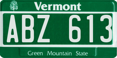 VT license plate ABZ613