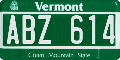 VT license plate ABZ614