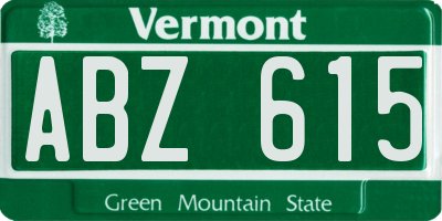 VT license plate ABZ615