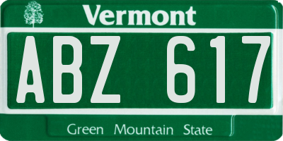 VT license plate ABZ617