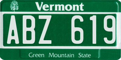 VT license plate ABZ619