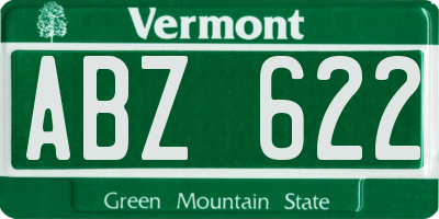VT license plate ABZ622