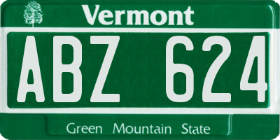 VT license plate ABZ624
