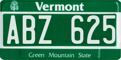 VT license plate ABZ625
