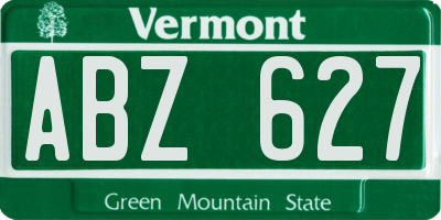 VT license plate ABZ627