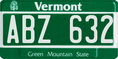 VT license plate ABZ632