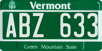 VT license plate ABZ633