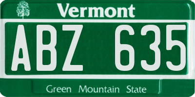 VT license plate ABZ635