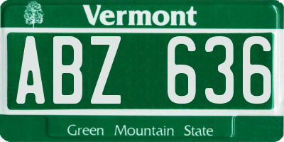 VT license plate ABZ636