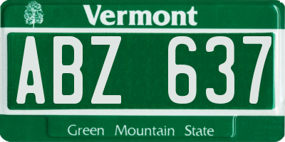 VT license plate ABZ637