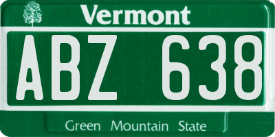VT license plate ABZ638