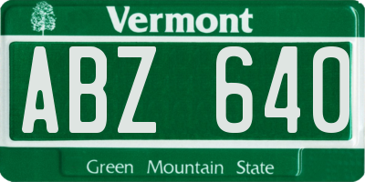 VT license plate ABZ640