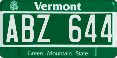 VT license plate ABZ644