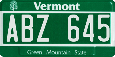 VT license plate ABZ645