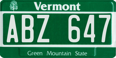 VT license plate ABZ647