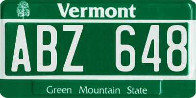 VT license plate ABZ648