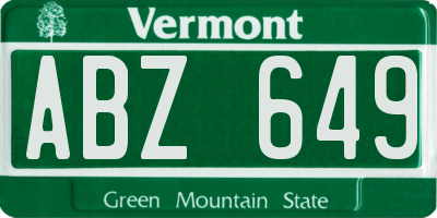 VT license plate ABZ649