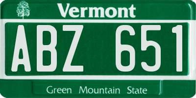 VT license plate ABZ651