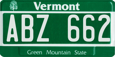 VT license plate ABZ662