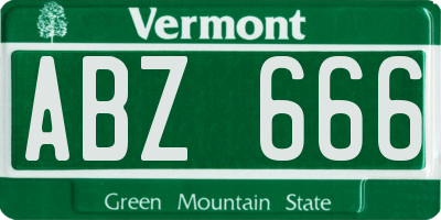 VT license plate ABZ666