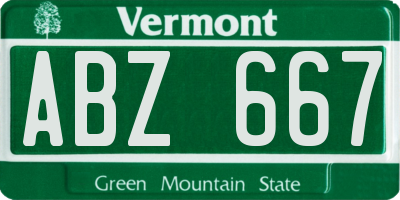 VT license plate ABZ667
