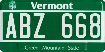 VT license plate ABZ668