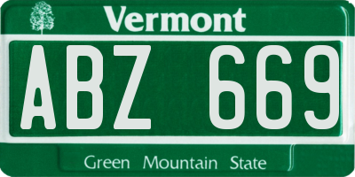 VT license plate ABZ669