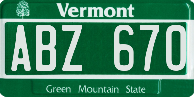 VT license plate ABZ670