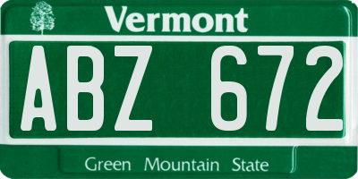 VT license plate ABZ672