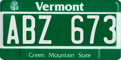 VT license plate ABZ673
