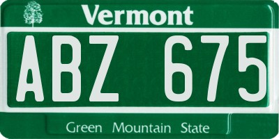 VT license plate ABZ675