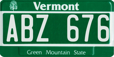 VT license plate ABZ676