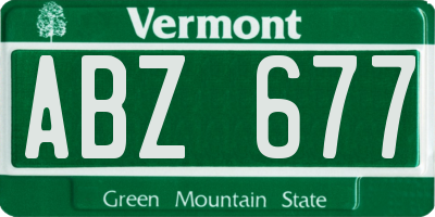 VT license plate ABZ677