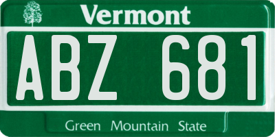VT license plate ABZ681