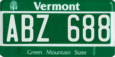 VT license plate ABZ688