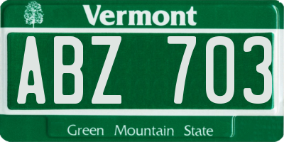 VT license plate ABZ703