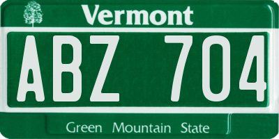 VT license plate ABZ704