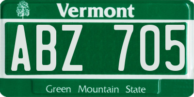VT license plate ABZ705