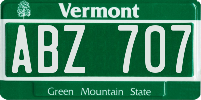 VT license plate ABZ707