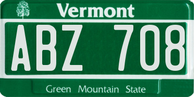 VT license plate ABZ708